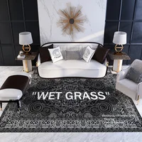 Vintage Black Wet Grass Area Rugs for Living Room Retro Carpet Bedroom Cloakroom Trendy Shoe Room Home Floor Mat Anti-slip