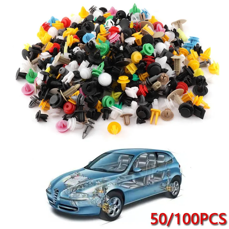

100Pcs Car Clips Fastener Screws Bumper Interior Decoration Auto Plastic Random Mixing Rivet Door Panel Liner Universal All