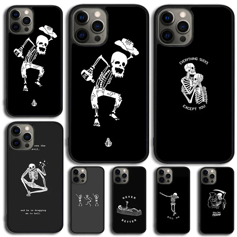 Чехол для телефона с забавным черепом и скелетом iPhone 15 14 SE 2020 XR XS 11 12 13 Mini Pro MAX 7 8 Plus