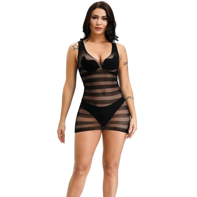 

WUHE Soild Neon Sexy Hollow Out Mesh Beach Dress for Women 2022 Summer O Neck Sleeveless Mini Dress Fashion Swimsuit Cover Up