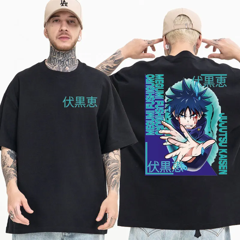 

Japanese Anime Jujutsu Kaisen Gojo Satoru Print Black T Shirt Men Women Casual Short Sleeve T-Shirts Men's Cotton Oversized Tees