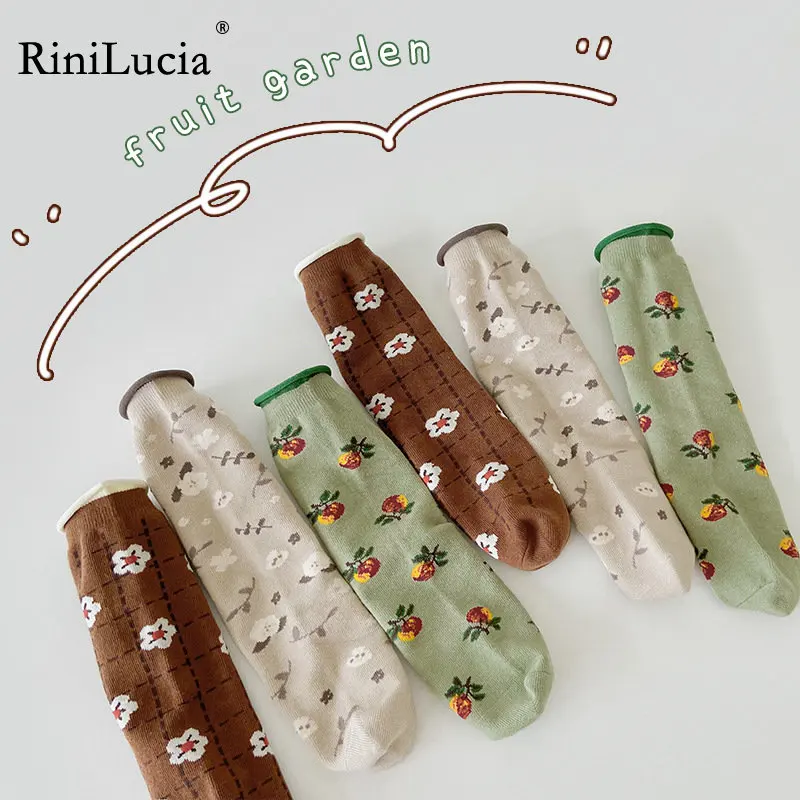 

RiniLucia 3 Pairs of Children's Socks Floral Socks Combed Cotton Socks for Kids Baby Socks Cute Socks Kids Socks Girls Socks