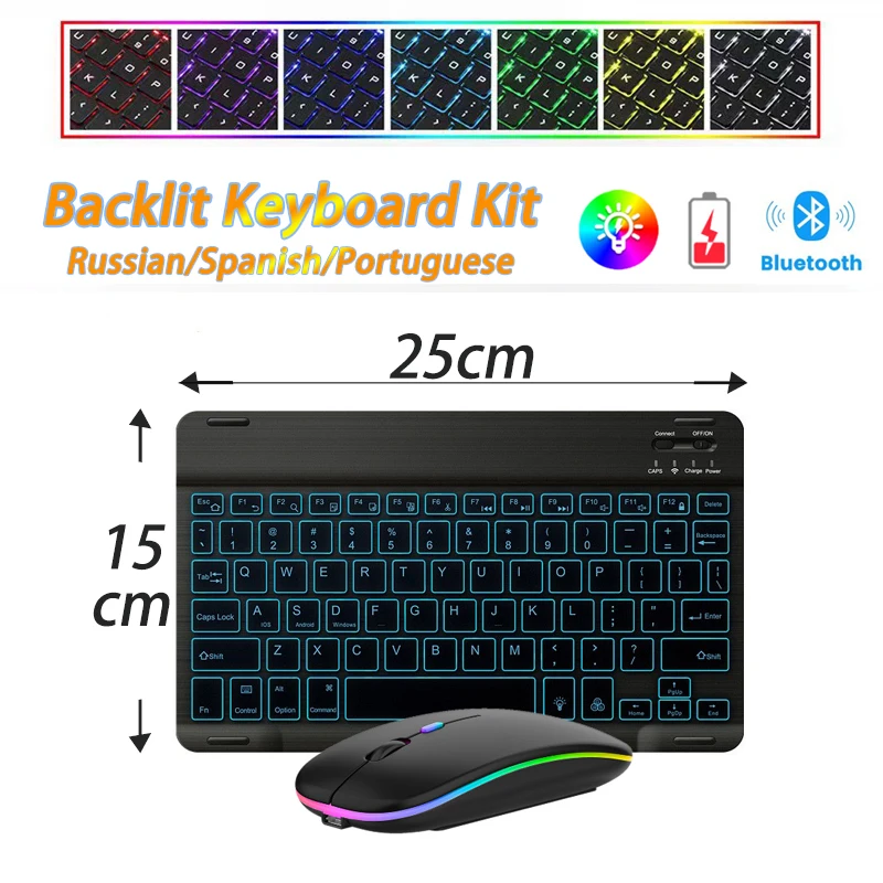 

Для iPad Pro 12 Phone Bluetooth беспроводная клавиатура мышь Русский Испанский Португальский английский для Android IOS Windows Phone Tablet