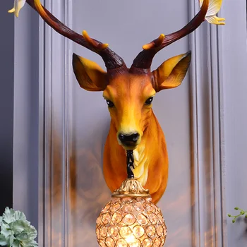 Nordic Creative E27 Deer Horn Wall Light christmas decorations Deer Head Remote Control Living Room Bedroom Bedside Sconce Lamp