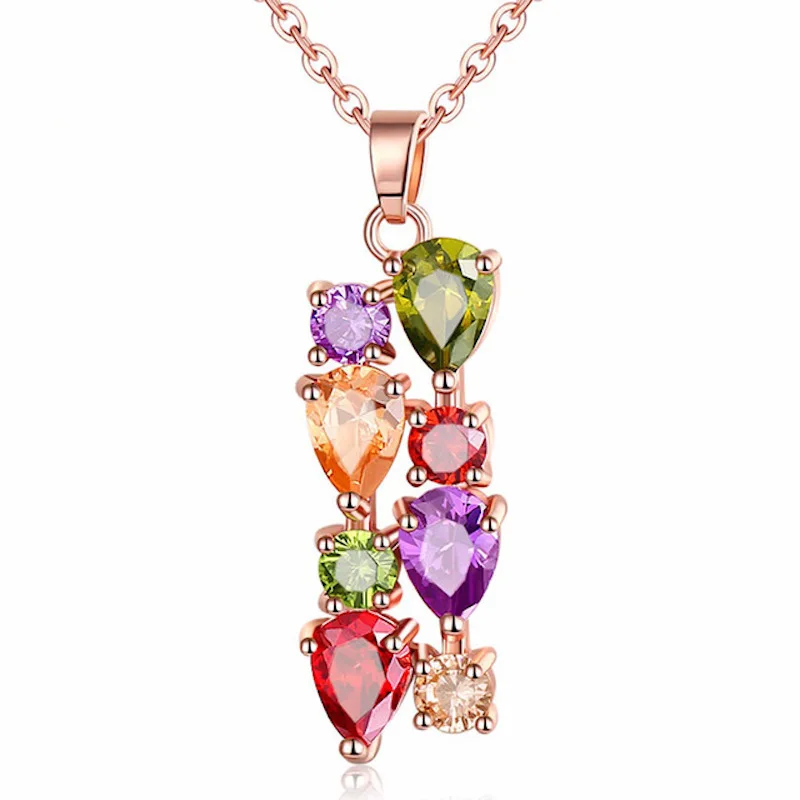 

Colorful shiny fashion romantic zircon necklace for women