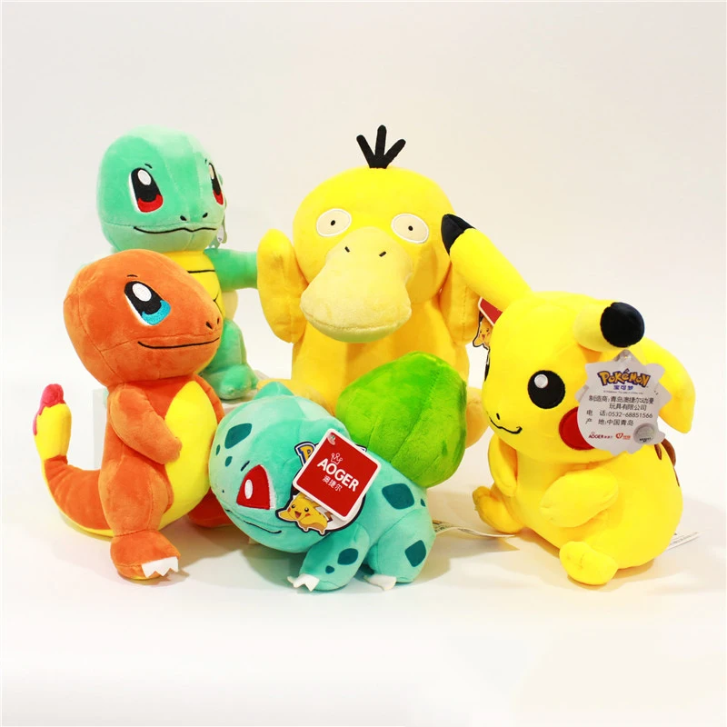 

16-25cm TAKARA TOMY Pokémon Pikachu Squirtle Bulbasaur Psyduck Charmander Plush Toy Pokemon Elf Doll For Children Holiday Gift
