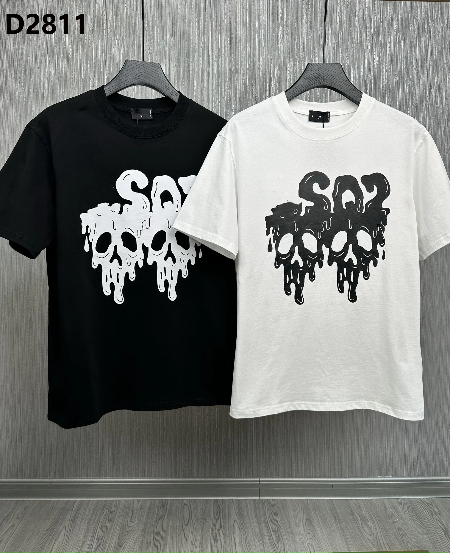 

Новинка 2023, футболка оверсайз с абстрактным принтом черепа, Стильный хлопковый летний топ, футболки, мужские футболки, D2811 #
