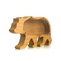 wooden animal piggy bank cute dinosaur pig cat bear money box coins saving jar storage tank desktop ornaments crafts kids gifts