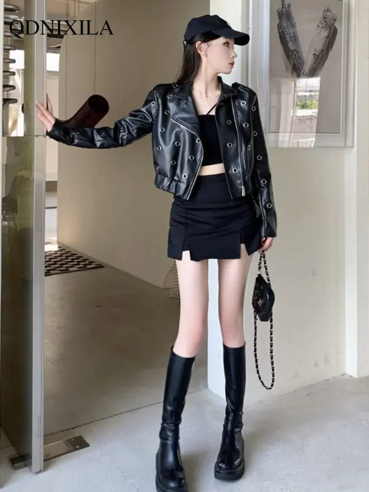 Женская мотоциклетная байкерская куртка на молнии весенняя для женщин новая