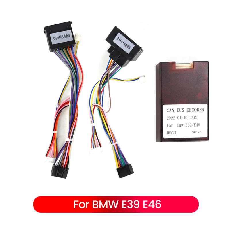 

Car Wiring Harness Adapter With Canbus Box Decoder For BMW E46 E39 E53 X5 M3 Android 16Pin Power Cable