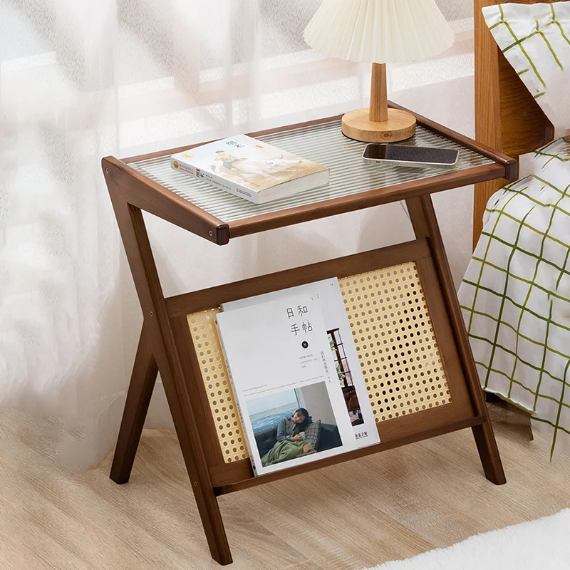 

Rectangle Design Aesthetic Nightstands Wooden Glass Rustic Reading Bedside Table Tidy Organizer Muebles Hogar Home Furniture