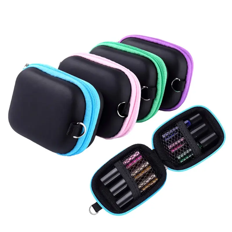 

1PCS Portable 6 Bottles 5ML Essential Oil Cosmetic Bags Cases Traveling Box Case Earphone Keys Packages Container Casket