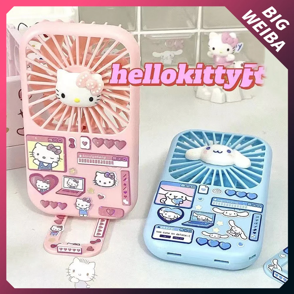 

Summer New Sanrioed Anime My Melody Kuromi Cinnamoroll Hello Kitty Mini Portable Mute Cartoon Usb Small Fan Summer Gift for Kid