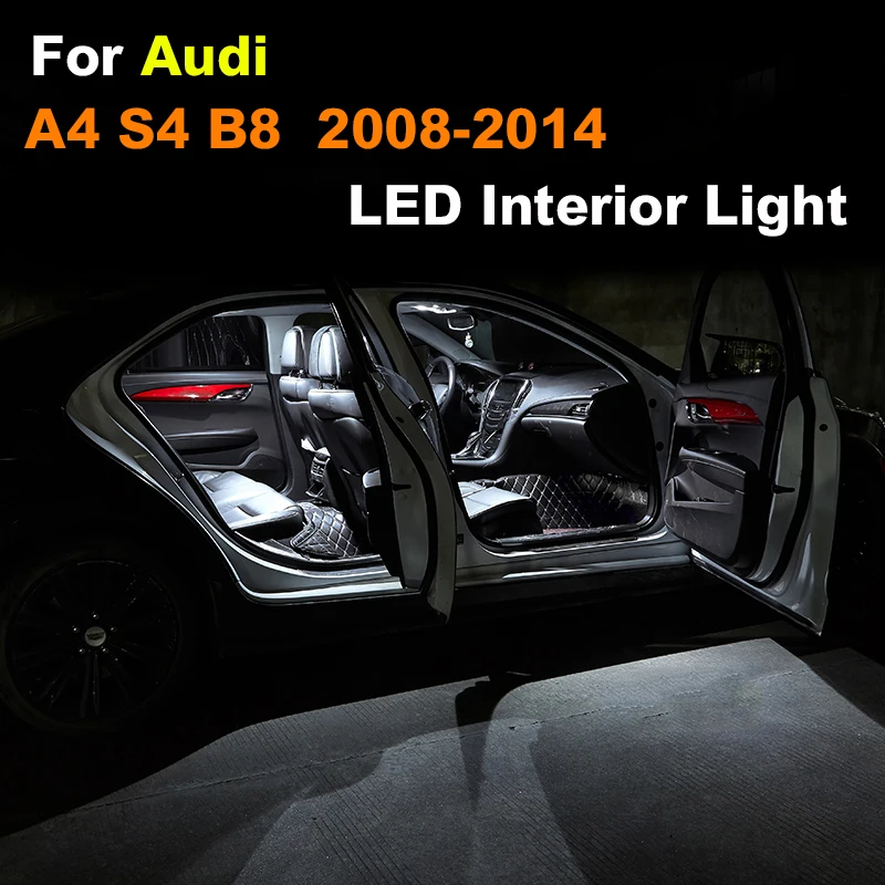 

Canbus LED Car Interior Lights Kit For Audi A4 S4 B8 Sedan 2008-2014 Dome Map Reading Lamp Indoor Footwell Foot Blub Accessorie