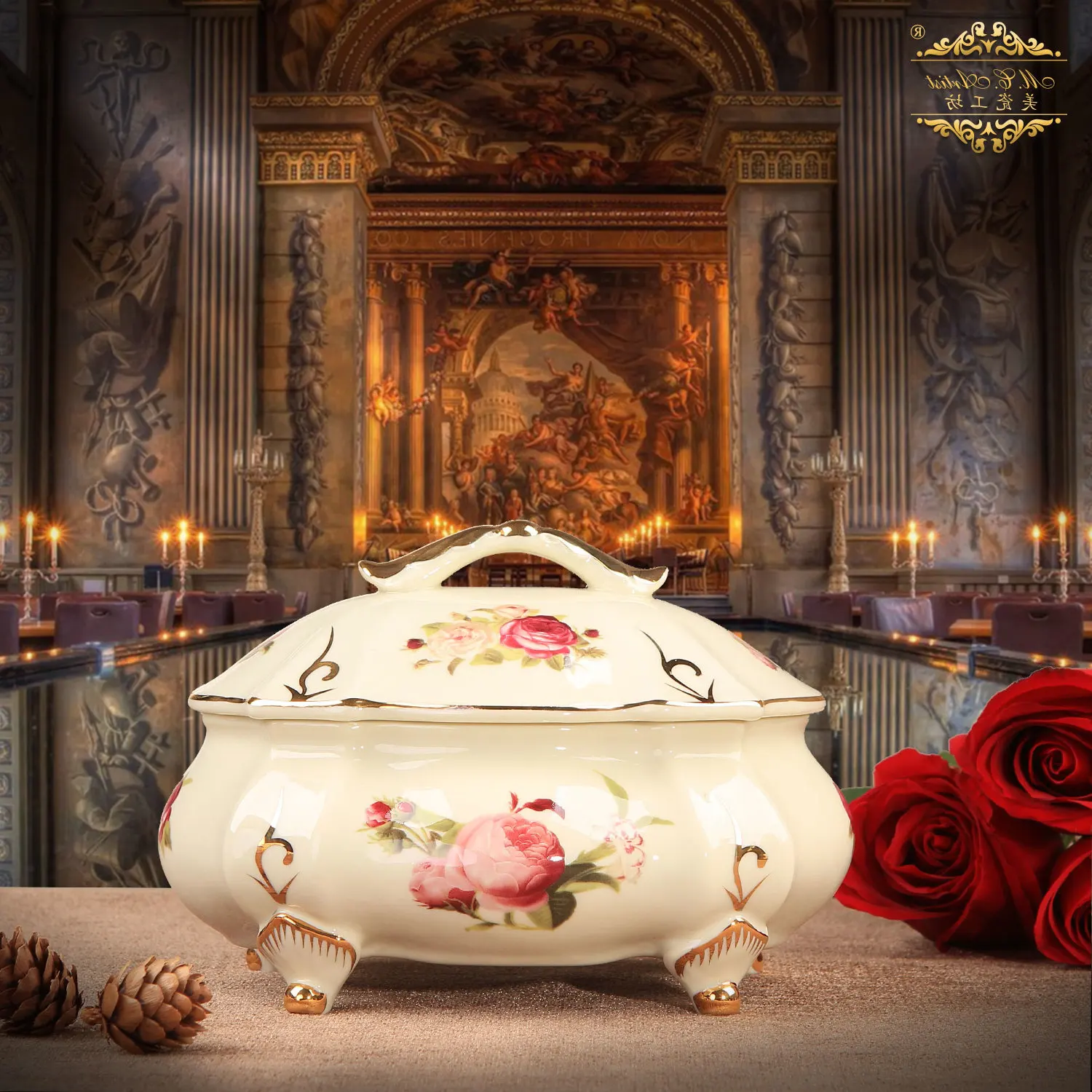 

porcelain American workshop European candy dry fruit ceramic pearl fashion creative jewelry storage box