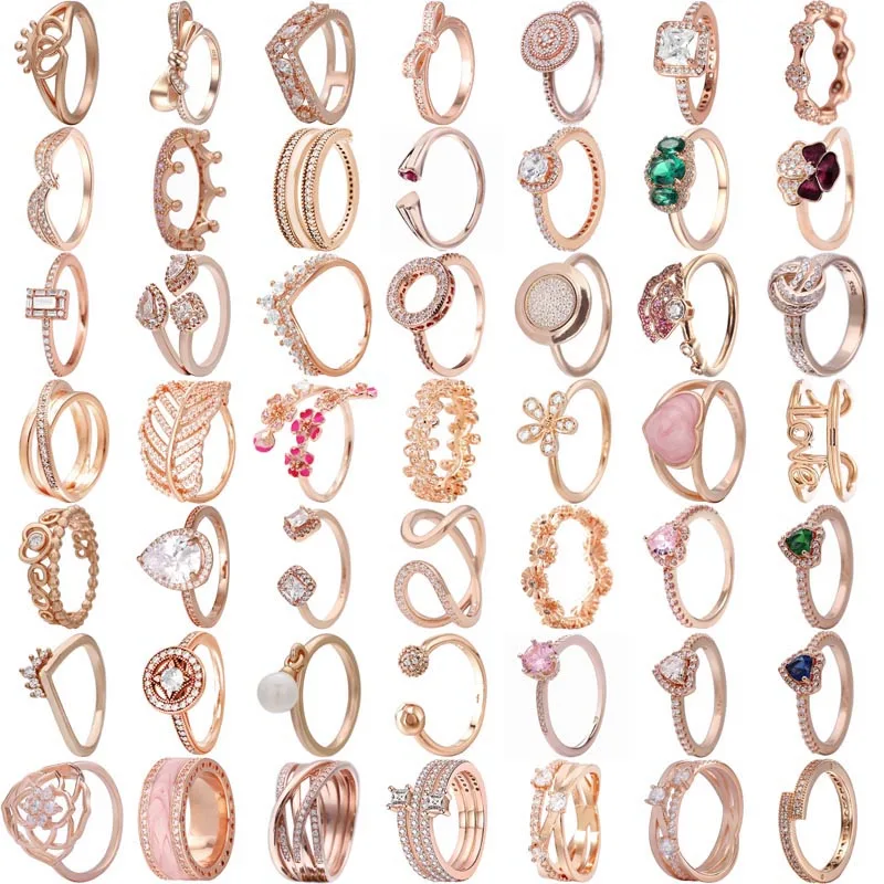 Кольцо из стерлингового серебра 925 пробы розовое золото узел любви фирменное