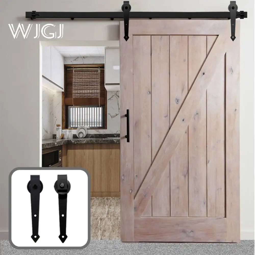 

Black Sliding Barn Door Hardware Kit Wood Track Roller Closet Hardware for Single Door 1200mm - 2930mm (Arrow Shaped)