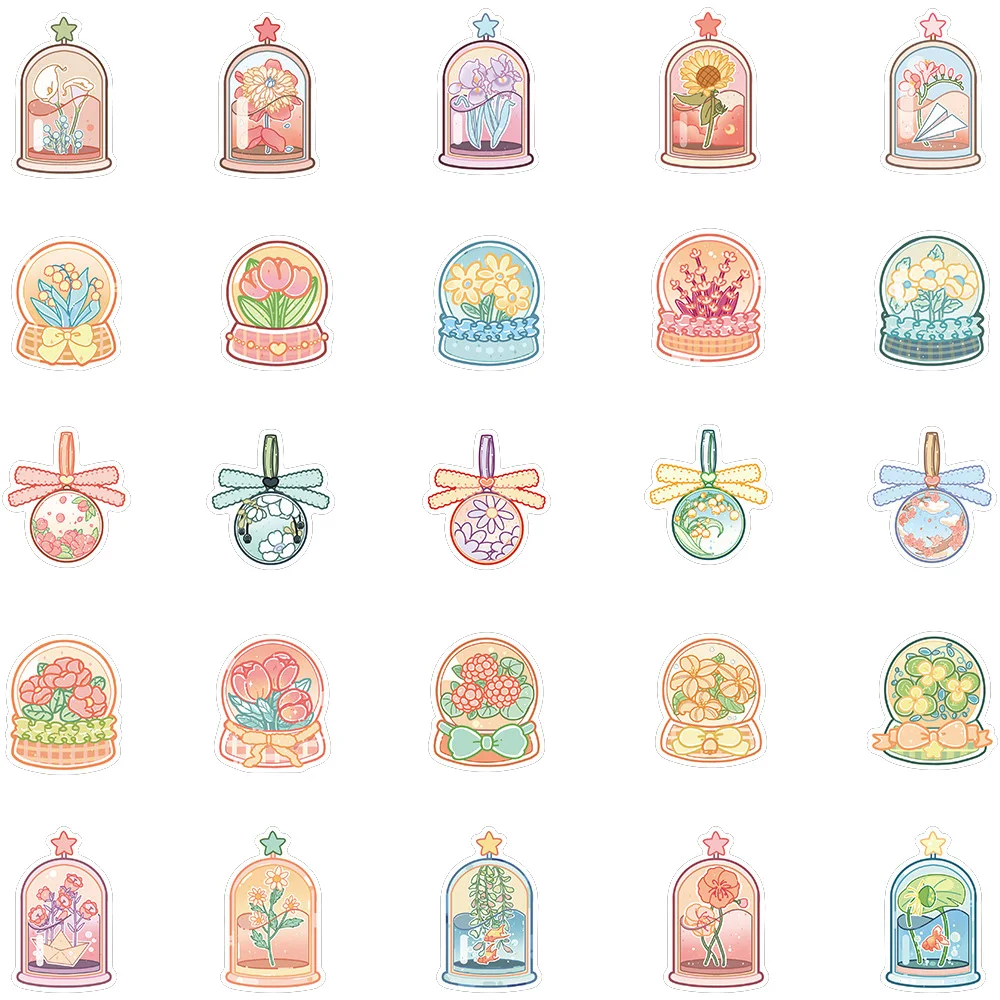 10/30/50pcs Cartoon Ins Cute Flower Graffiti Stickers Aesthetic Decals Kids Toy Scrapbook Diary Phone Laptop Waterproof Sticker - купить по
