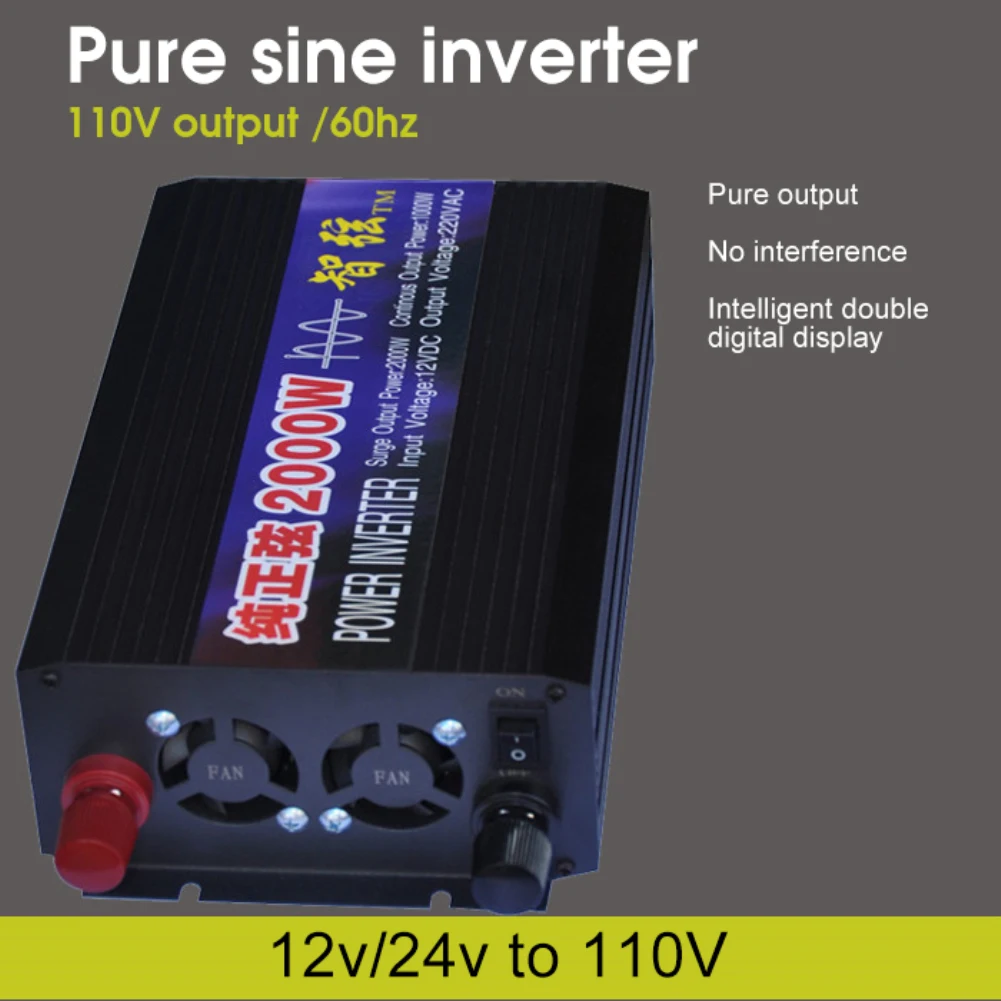 Pure Sine Wave Inverter 2000W 3000W 4000W Power DC 12V 24V To AC 220V Voltage 50/60HZ Converter Solar Car Inverters With LED Dis