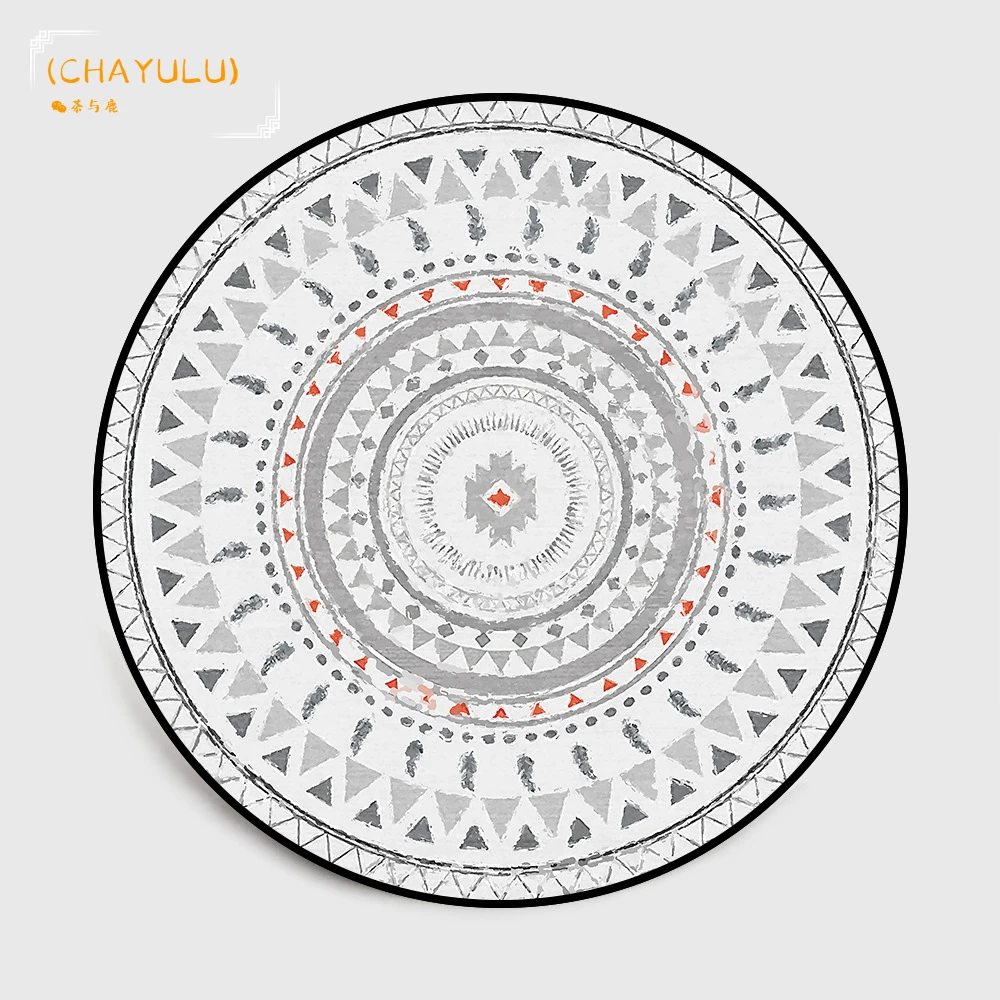 

Fashion Simple Nordic Abstract Geometric Flower Orange Blue Round Bedroom Living Room Carpet Hanging Basket Chair Floor Mat