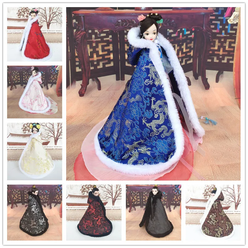 1/4 1/3 Chinese Style Cloak 30cm BJD Doll Clothes Cape Overcoat Mantle Big Hide Cover Clothing Outfit for Barbie Dolls Accessory