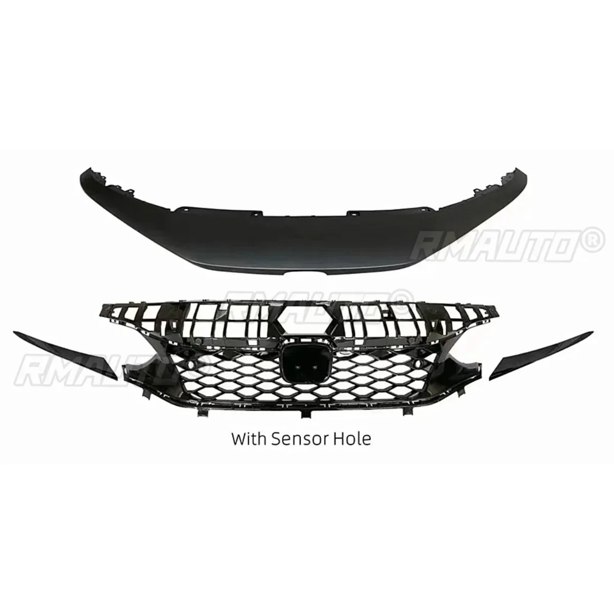 Для Honda Civic 11-го поколения 2021-2022 обвес решетка переднего бампера глянцевый черный