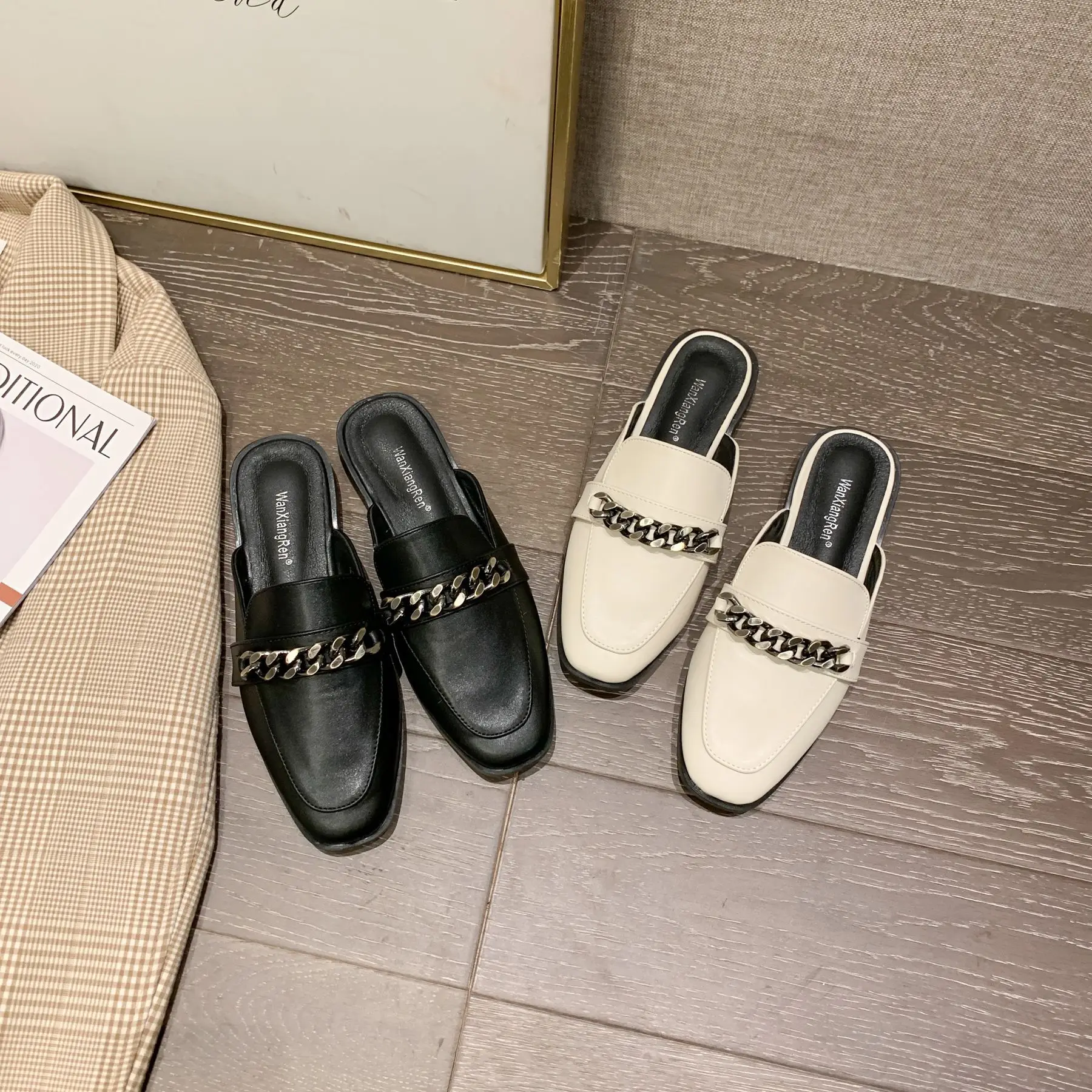 

Шлепанцы женские на плоской резиновой подошве, сланцы, модная Роскошная базовая обувь из искусственной кожи, римские тапки, Роскошные, 2023