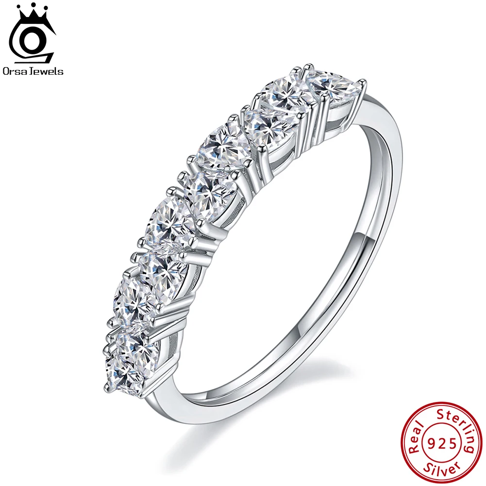

ORSA JEWELS Vintage Sparkling Clear CZ Ring 925 Sterling Silver Stackable Finger Rings For Women Wedding Statement Jewelry SR284