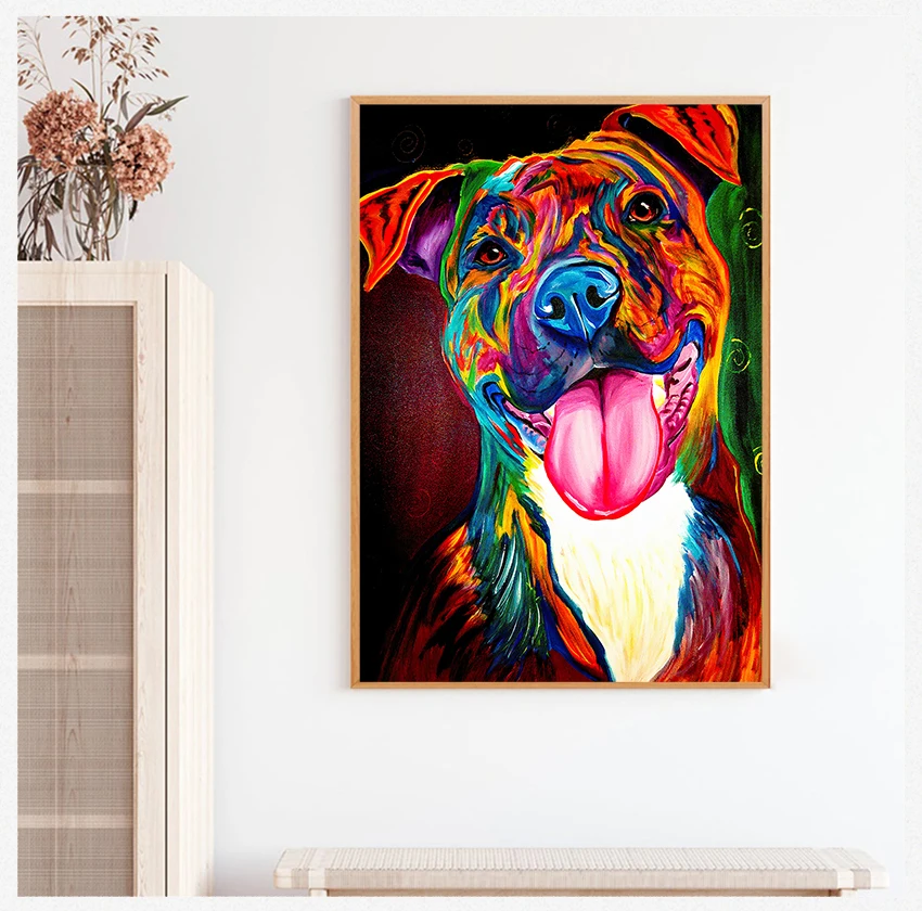 

animal posters and prints wall pictures for room decoracion frameless Colourful abstract dog animal print canvas painting
