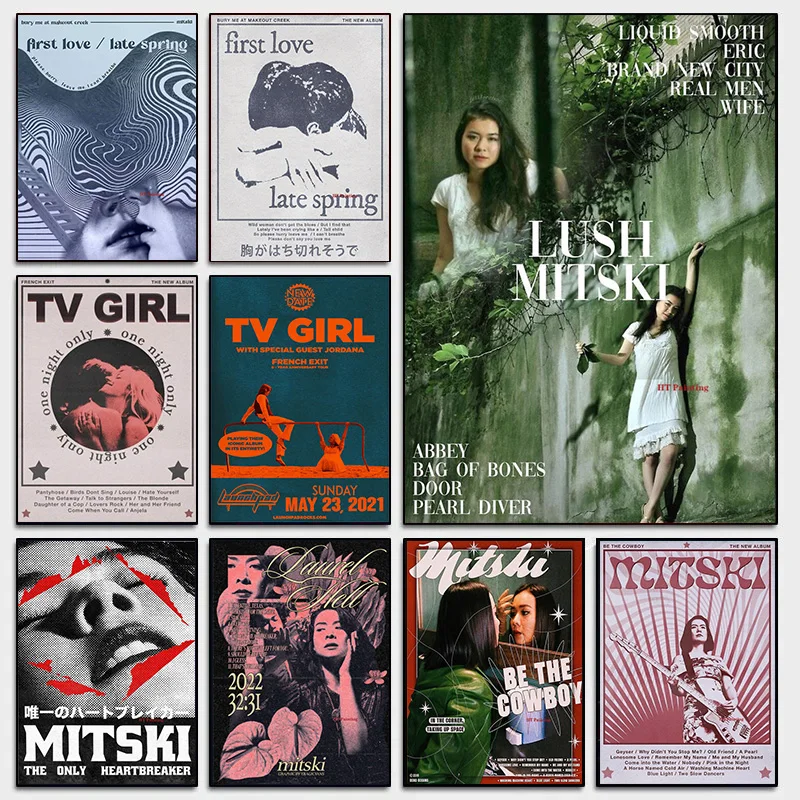 Альбом для поп-музыки Singer Mitski First Love Tv Girl, французский выход, постер, Картина на холсте, настенные картины для дома, бара, кафе, искусственный подарок