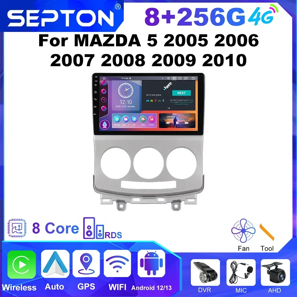 SEPTON Android 12 Автомобильный радиоприемник Мультимедийный плеер для MAZDA 5 2005-2010 2 Din