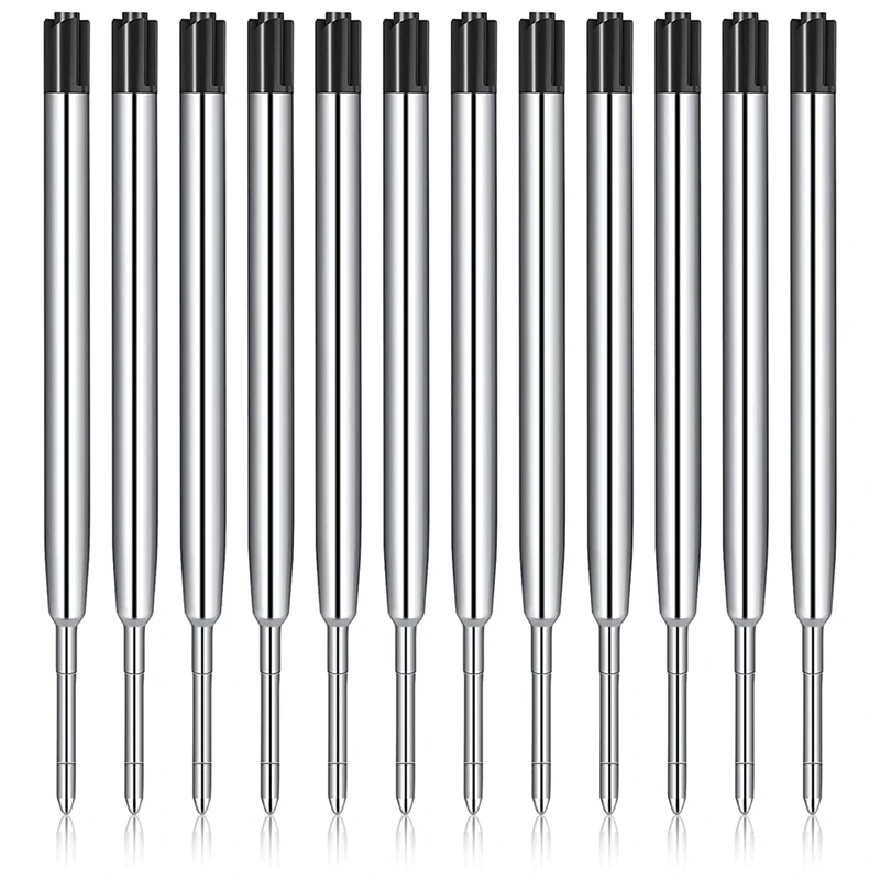 

NEW-50 Pieces Replaceable Ballpoint Pen Refills Medium Point Metallic Refill Writing Black Ink Pen Refills 1.0Mm Ink Refills