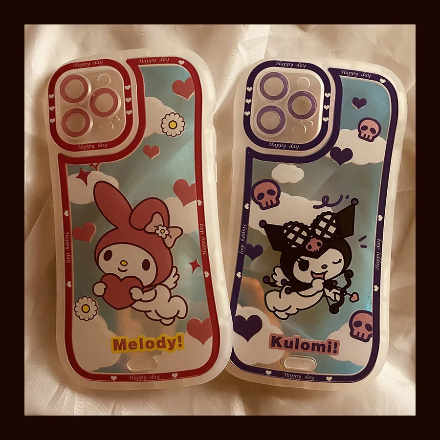 

Laser Design Hello Kitty Cinnamoroll Kuromi Phone Cases For iPhone 13 12 11 Pro Max XR XS MAX X Back Cover