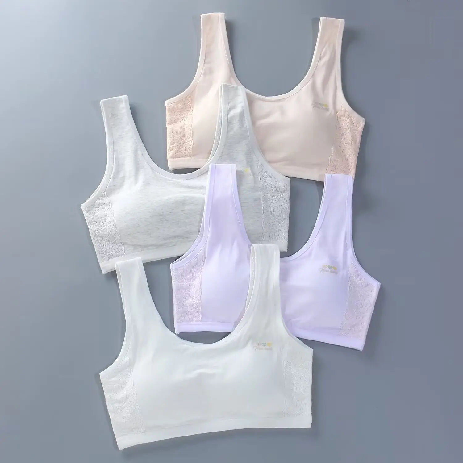 

Lace Cotton Young Girl Training Bra Student Underwear Cotton Children's Tops Suit 8-14Years