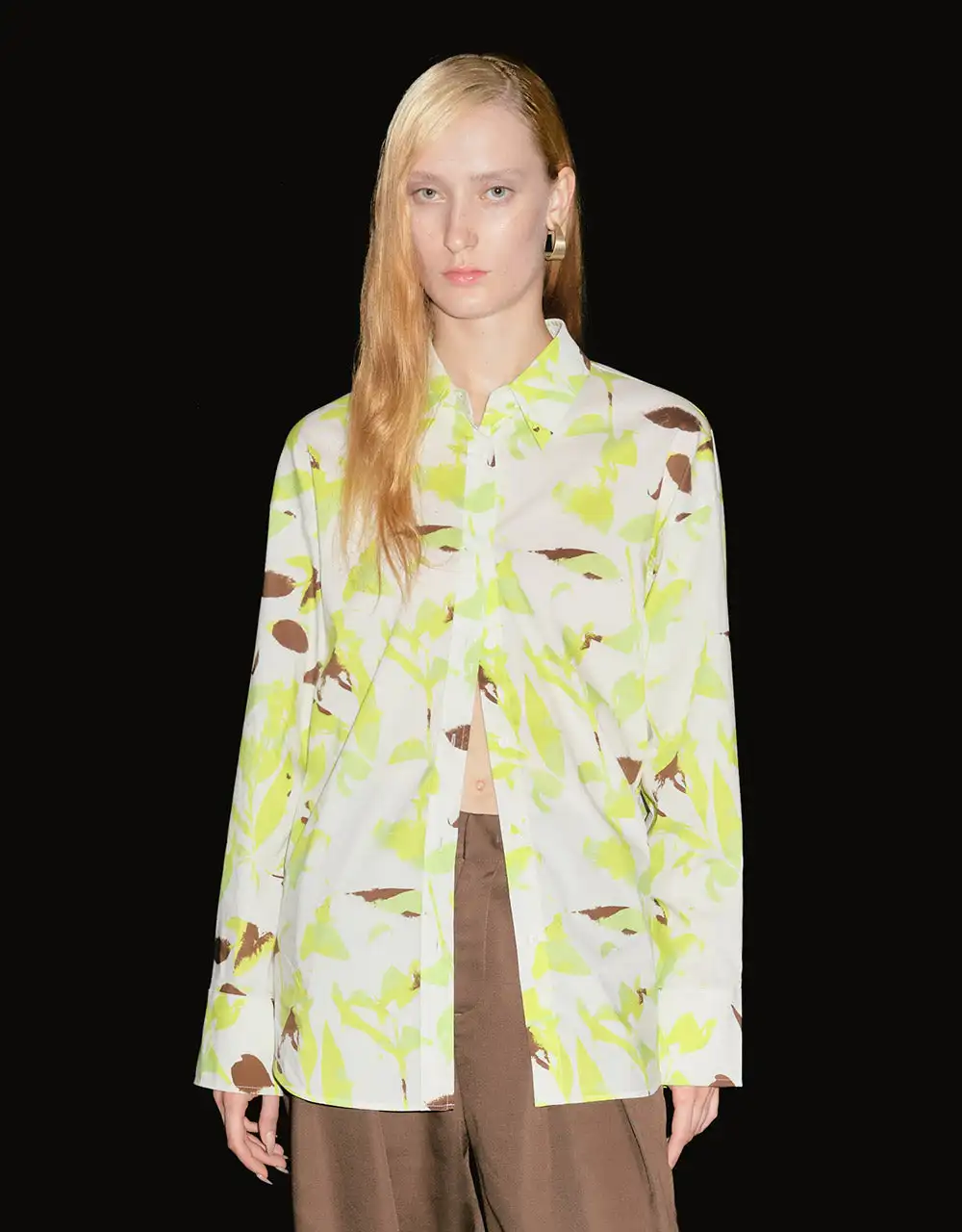 Leaf Print Button Up Shirt