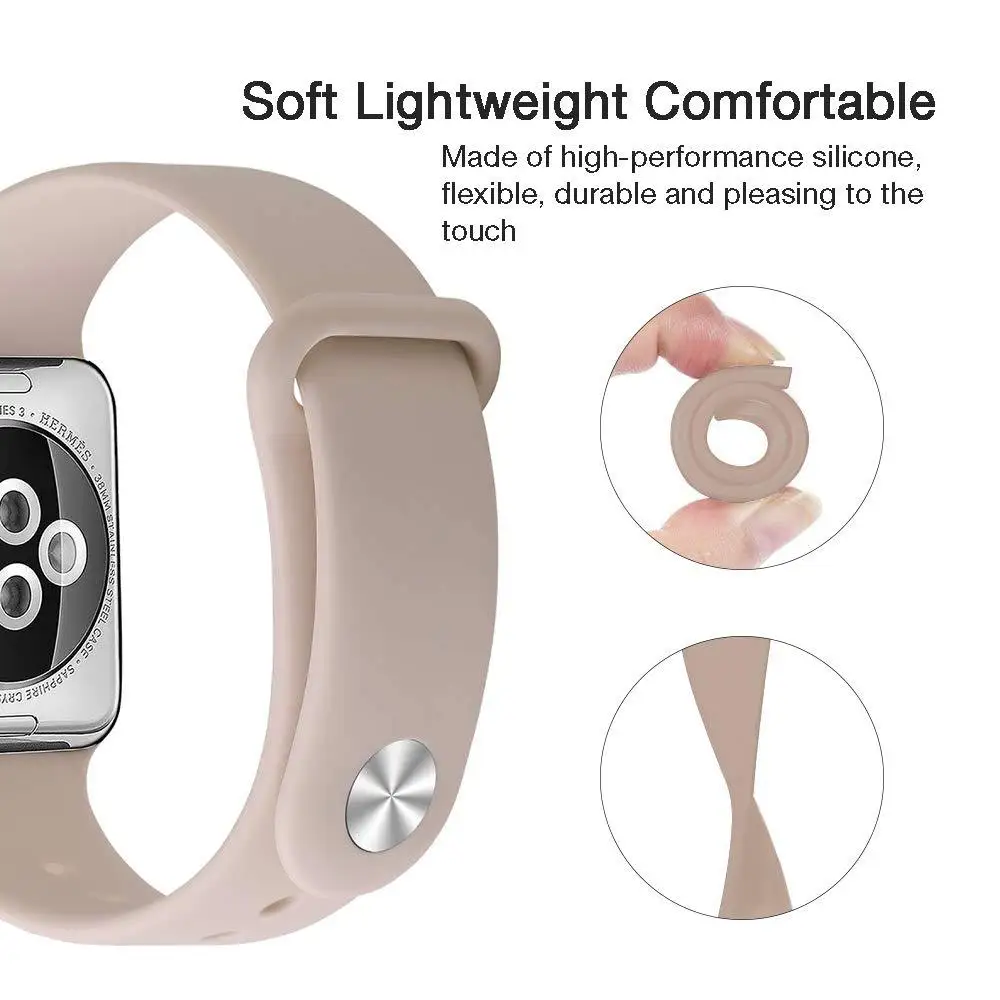 

Apple Watch Band Suitable for generation Apple watch strap wristband Iwatch watch solid color silicone sports watch strap S055