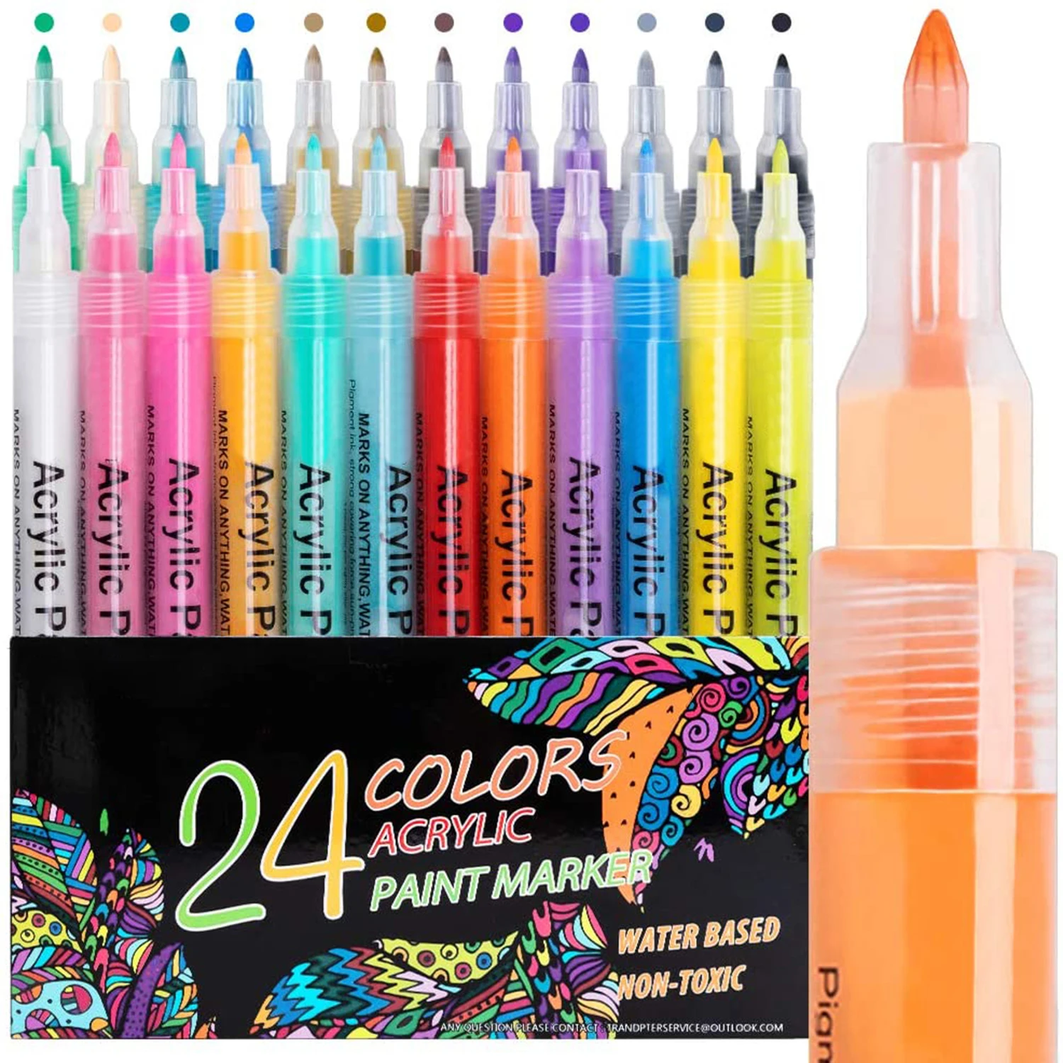 

24 Colors Acrylic Paint Pens 0.7mm Extra Fine Tip Markers for Rock Painting Supplies Craft Supplies for Fabric Stone Ceramic