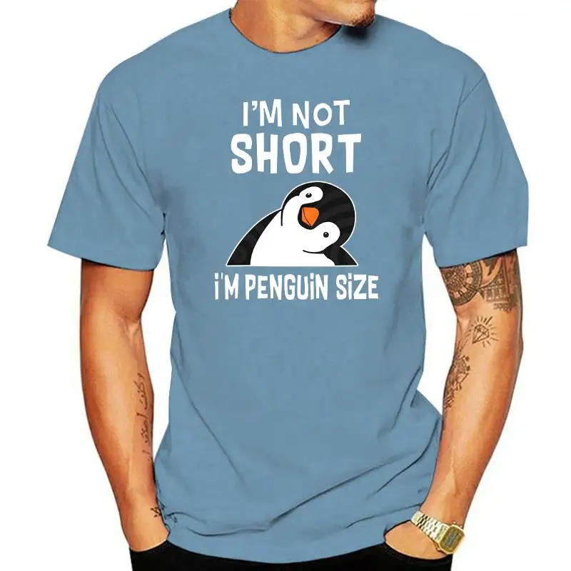 Забавная летняя футболка унисекс из 100% хлопка I'm Not Short Penguin с изображением