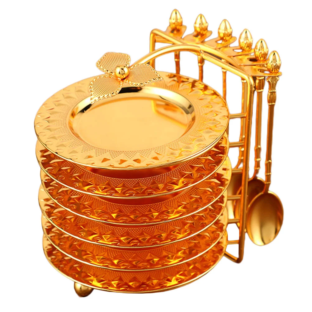 

Plates Gold Spoonsnack Tray Cake Set Dish Seasoning Sushi Appetizer Platter Stands Metal Dessert Flatware Silverware Barbecue