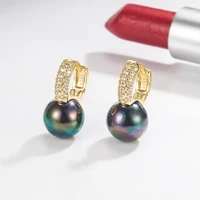 elegant round natural freshwater pearl dangle earrings for women engagement wedding graceful accessories 14k earrings prasiolite