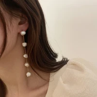 new classic irregular natural freshwater pearl beaded long earrings for women party jewelry