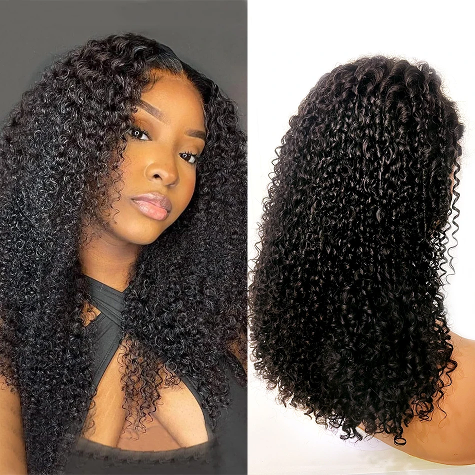 100% монгольские вьющиеся кружевные передние парики человеческие волосы 13x4 HD