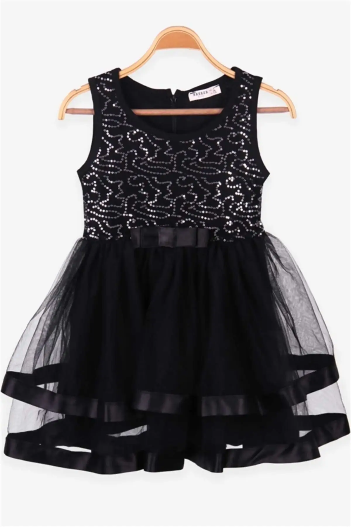 

Girl child dress with bow tulle sequin black Soft clothing (5-10 years)