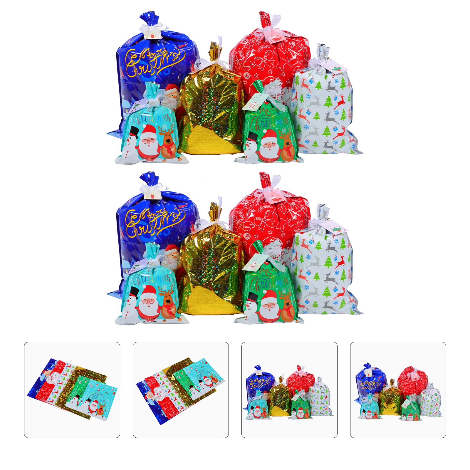 

Christmas Candy Bags Foil Pouches: 30pcs Merry Christmas Treat Bags with Drawstrings Wrap Gift Bags Holiday Cookie Favor Bag