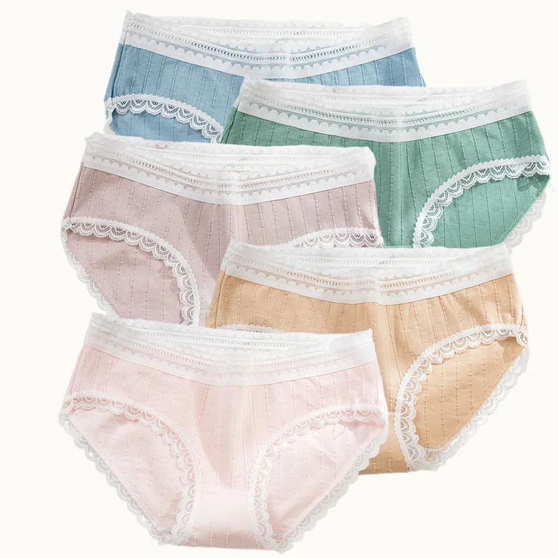 

5 Pcs Children Underwear Comfortable Cotton Adolescent Girls Panties Lace Border Panty For Girl Age 8-16 Teenage Girls Briefs