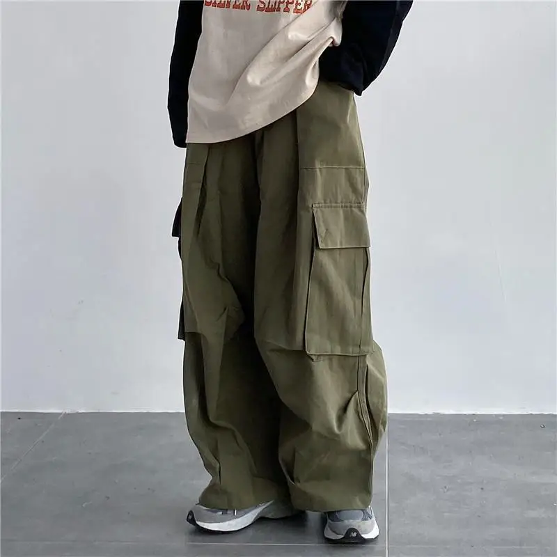 

Y2K Women Streetwear Green Cargo Korean Harajuku Parachute Track Pants Tech Sweatpants Baggy Wide Leg Joggers Trousers Clothes