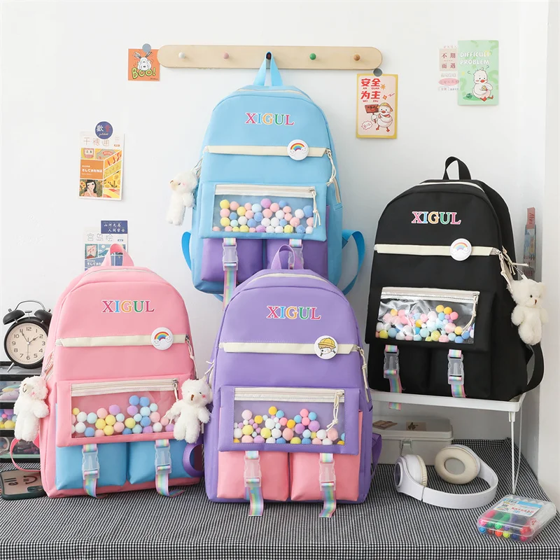 5 шт./комплект женский рюкзак для ноутбука с лентами |