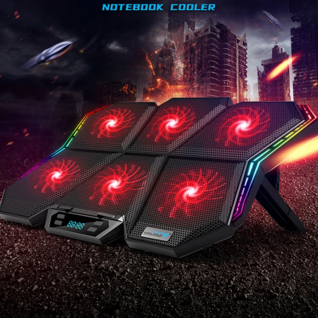 

RGB Light Laptop Cooling Stand Dual USB Adjustable Cooler Bracket