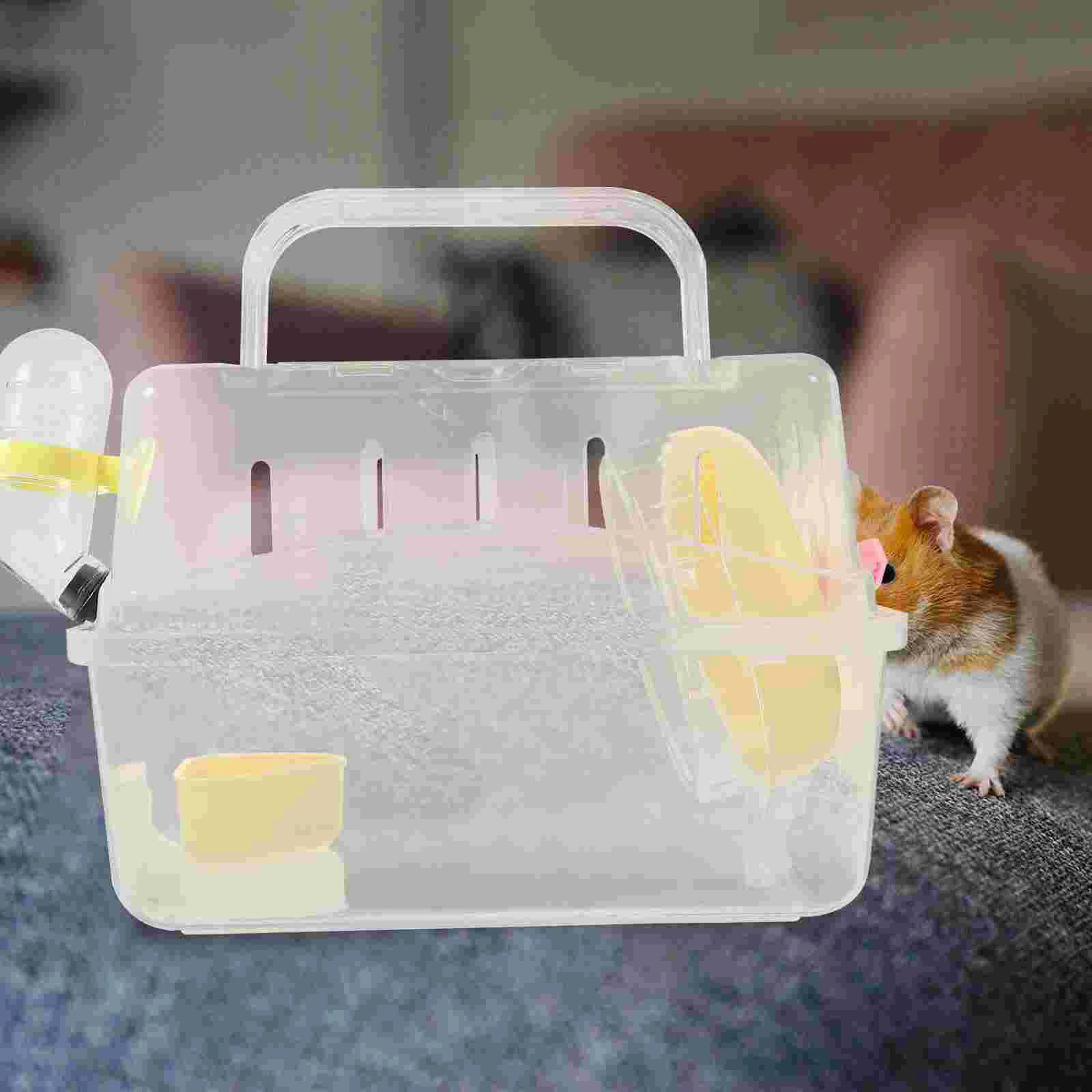 Hamster Cage Travel Case Mouse Guinea Pig Bedding Fully Transparent Carrying Carrier