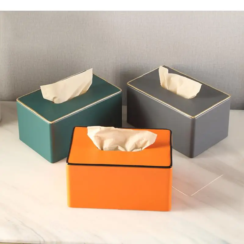 

Rectangle Extractable Type Leather Tissue Box Simple Napkin Paper Towel Holders Shelves Modern Home Tissue Napkin Storage Boxes